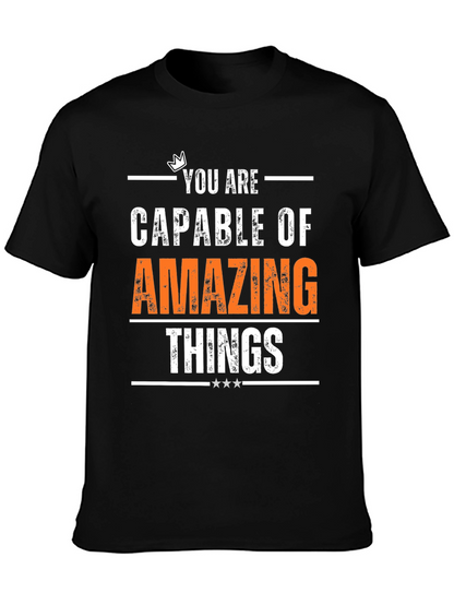 Camiseta Negra Motivacional Cosas Asombrosas