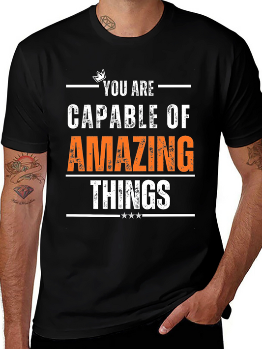 Camiseta Negra Motivacional Cosas Asombrosas