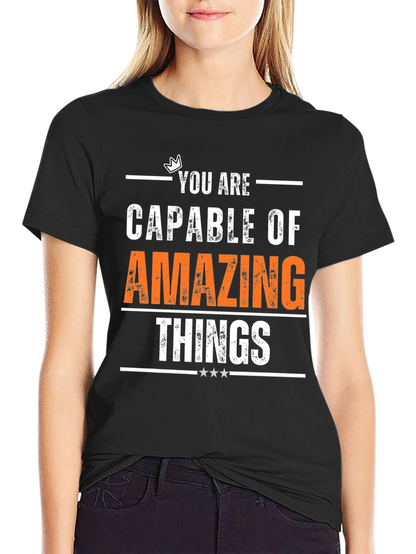 Camiseta Negra Motivacional Cosas Asombrosas