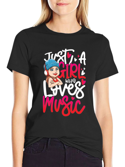 Camiseta Negra Just A Girl Who Loves Music
