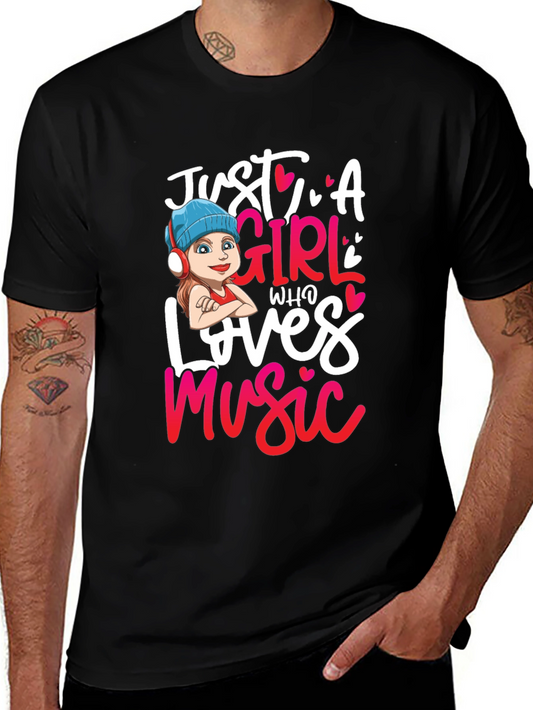 Camiseta Negra Just A Girl Who Loves Music