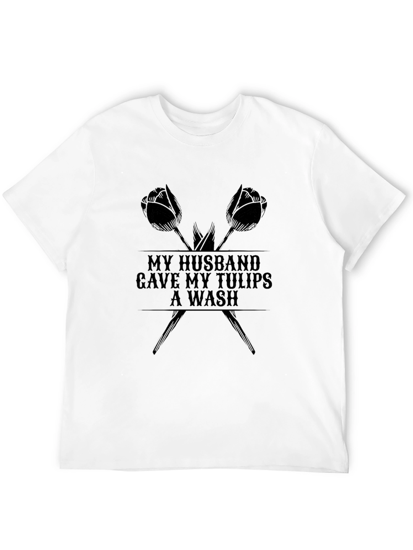 Camiseta Negra con Diseño de Tulipanes para Hombre