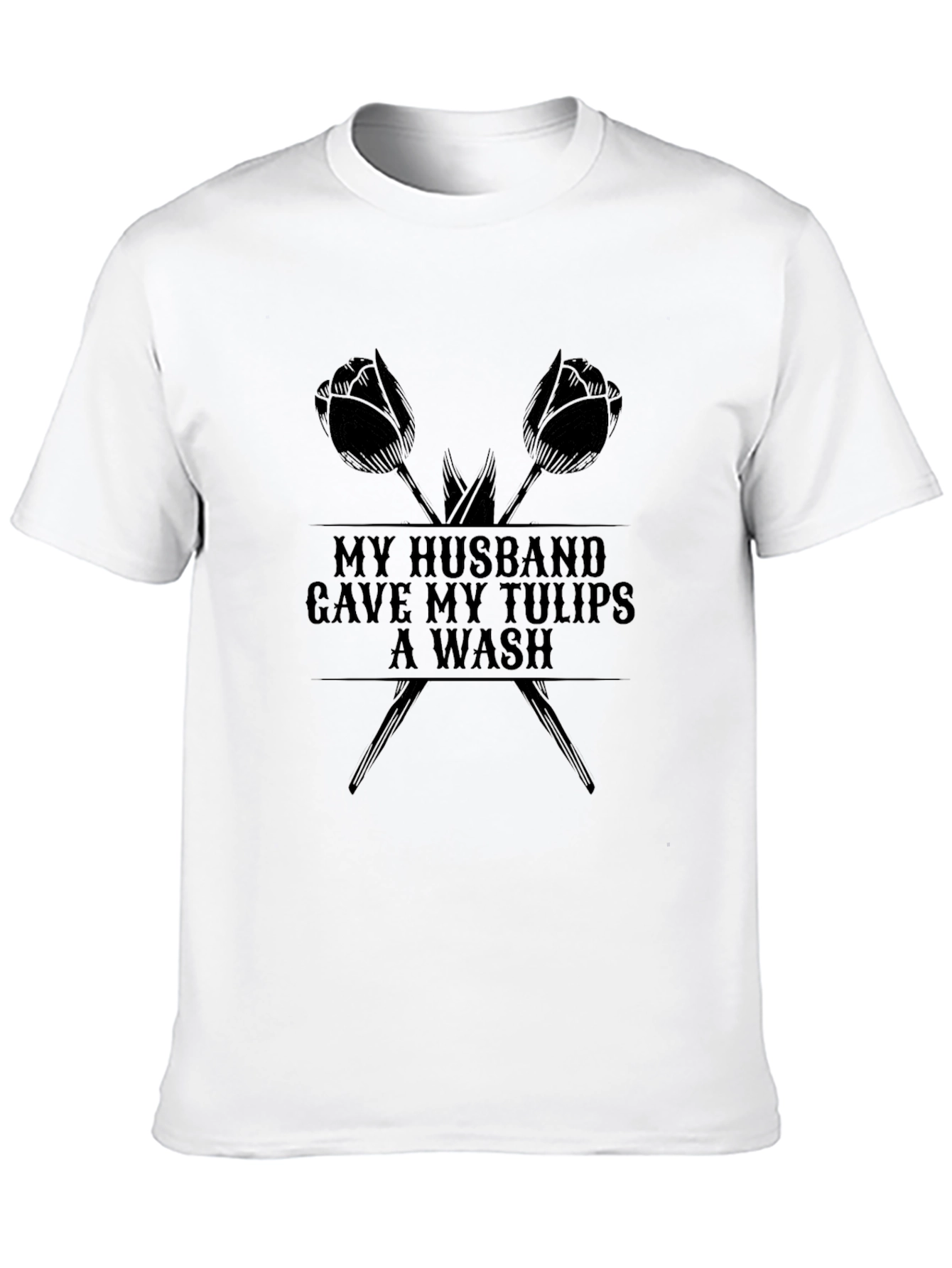 Camiseta Negra con Diseño de Tulipanes para Hombre