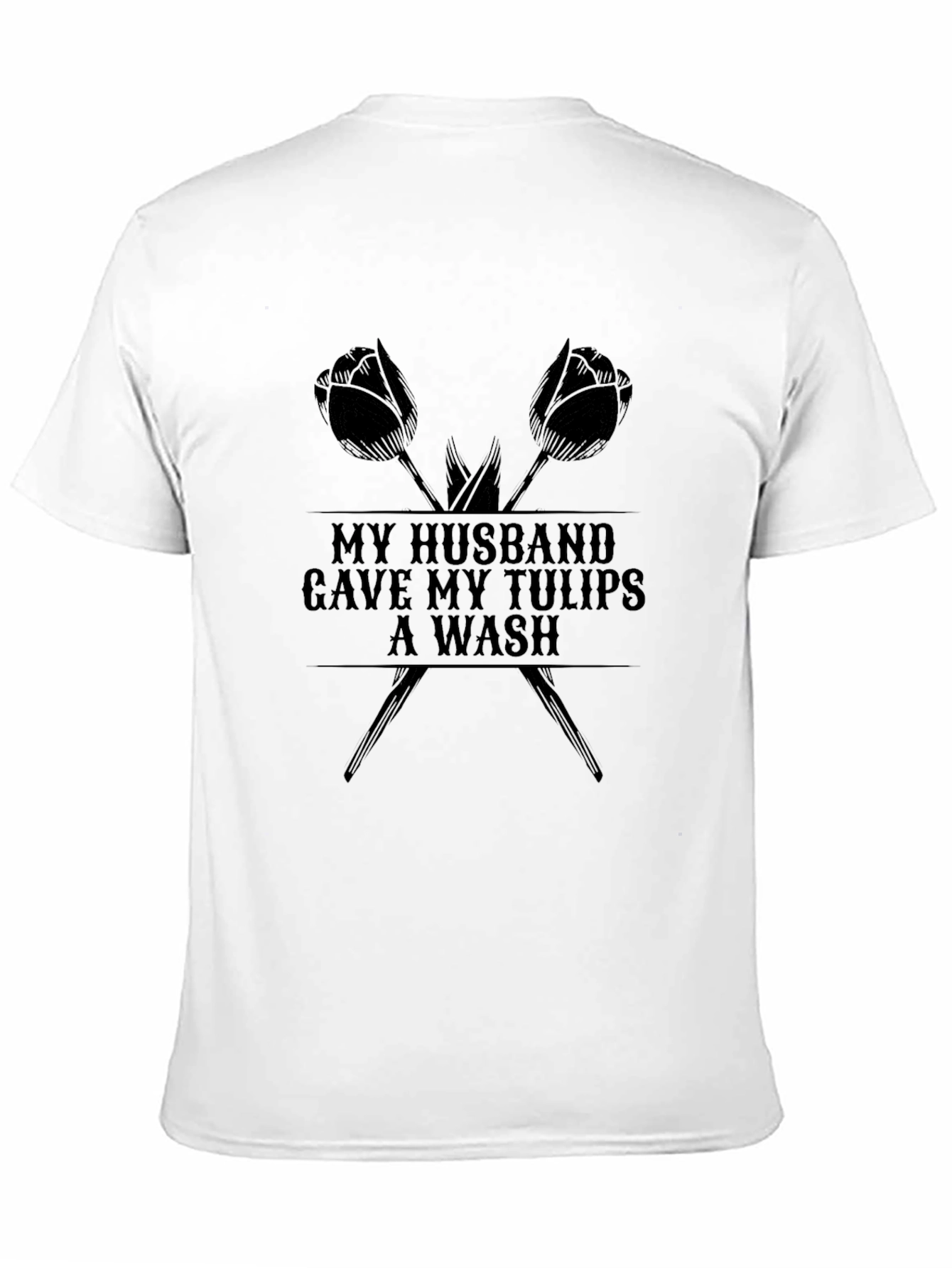Camiseta Negra con Diseño de Tulipanes para Hombre