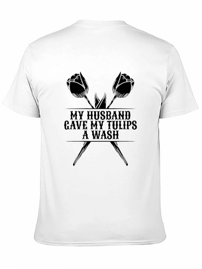 Camiseta Negra con Diseño de Tulipanes para Hombre