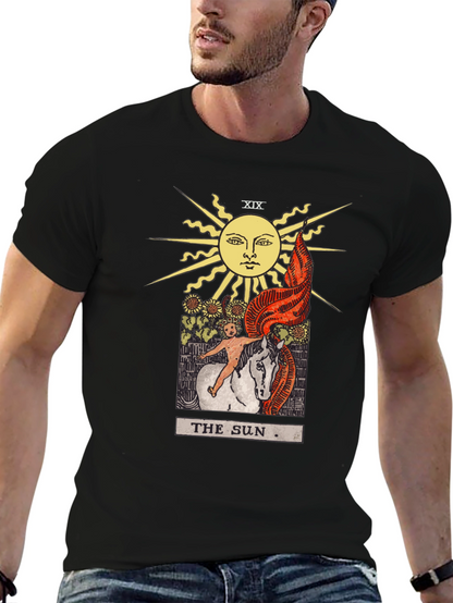 Camiseta Negra con Diseño del Tarot El Sol