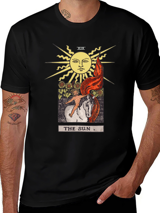 Camiseta Negra con Diseño del Tarot El Sol