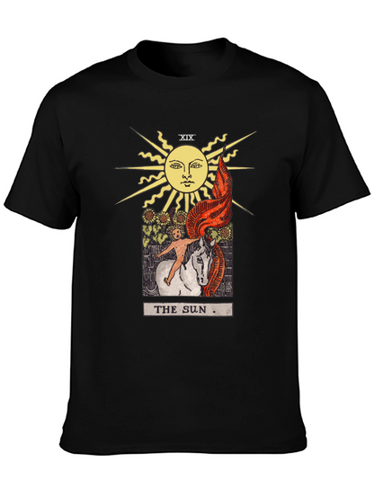 Camiseta Negra con Diseño del Tarot El Sol