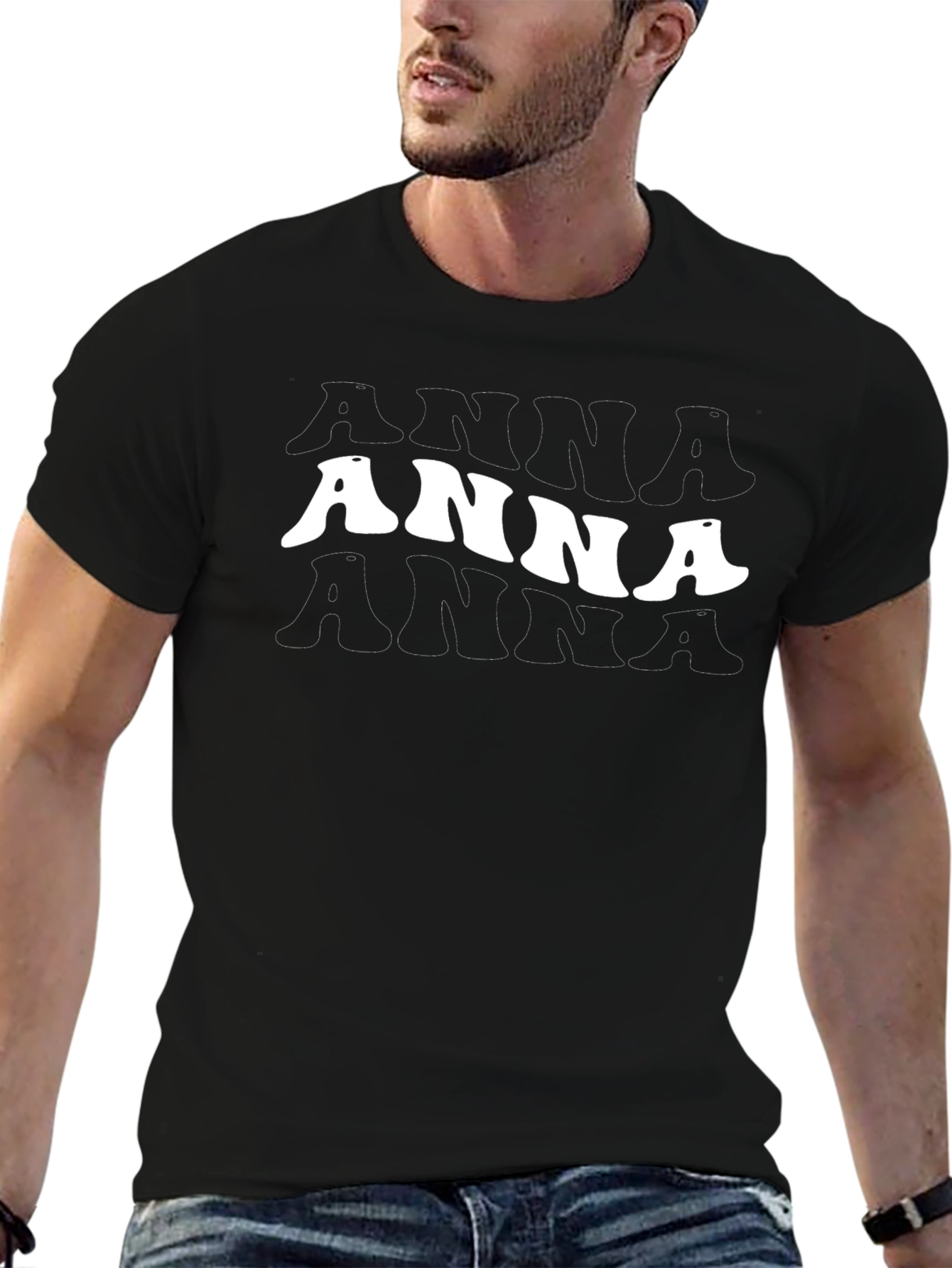 Camiseta Negra ANNA Retro para Hombre