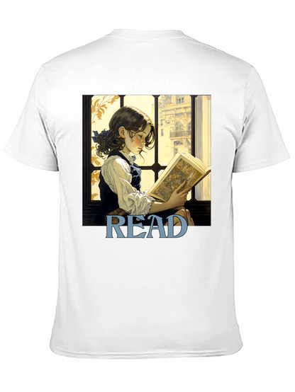 Camiseta Negra Lee con Diseño de Niña Lectora
