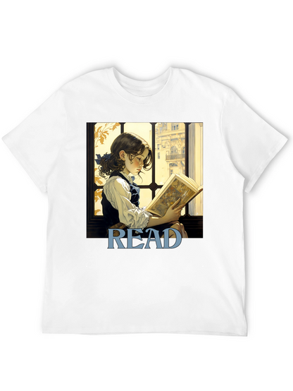 Camiseta Negra Lee con Diseño de Niña Lectora