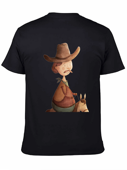 Camiseta Negra Vaquero Divertido Ilustración