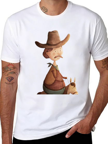 Camiseta Negra Vaquero Divertido Ilustración