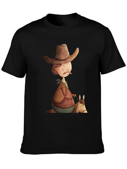 Camiseta Negra Vaquero Divertido Ilustración