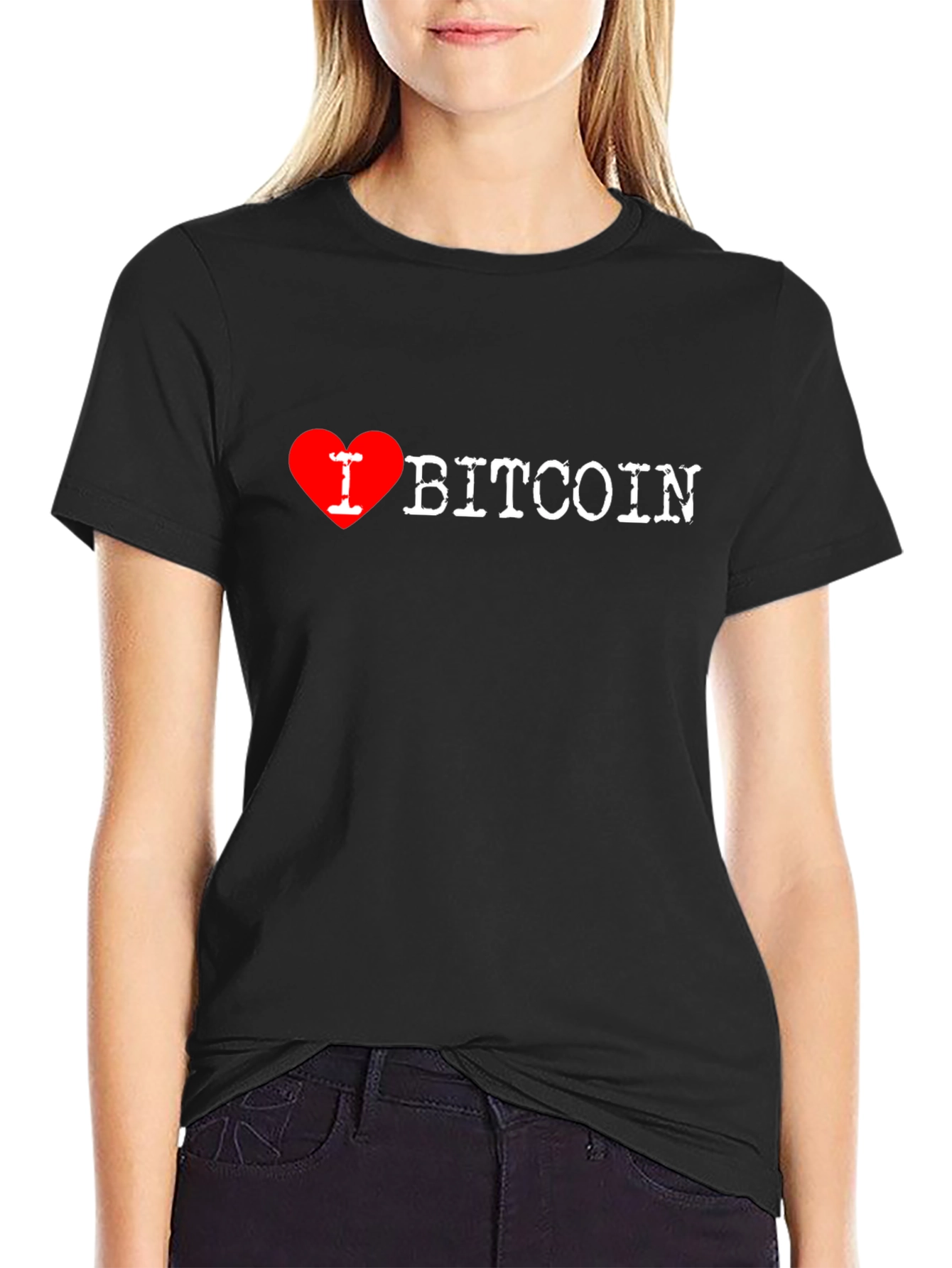 Camiseta Negra Amo Bitcoin para Hombre