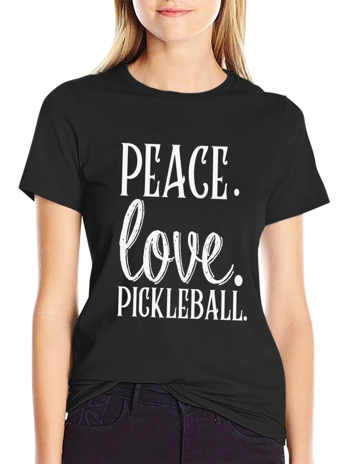 Camiseta Negra Peace Love Pickleball