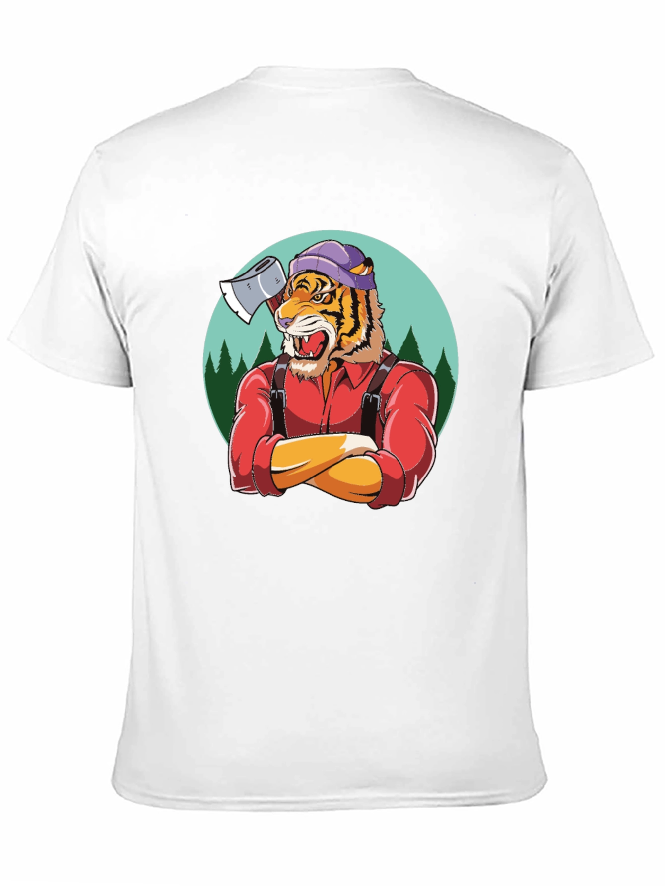 Camiseta Negra con Diseño de Tigre Leñador