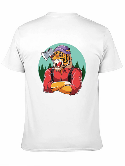 Camiseta Negra con Diseño de Tigre Leñador
