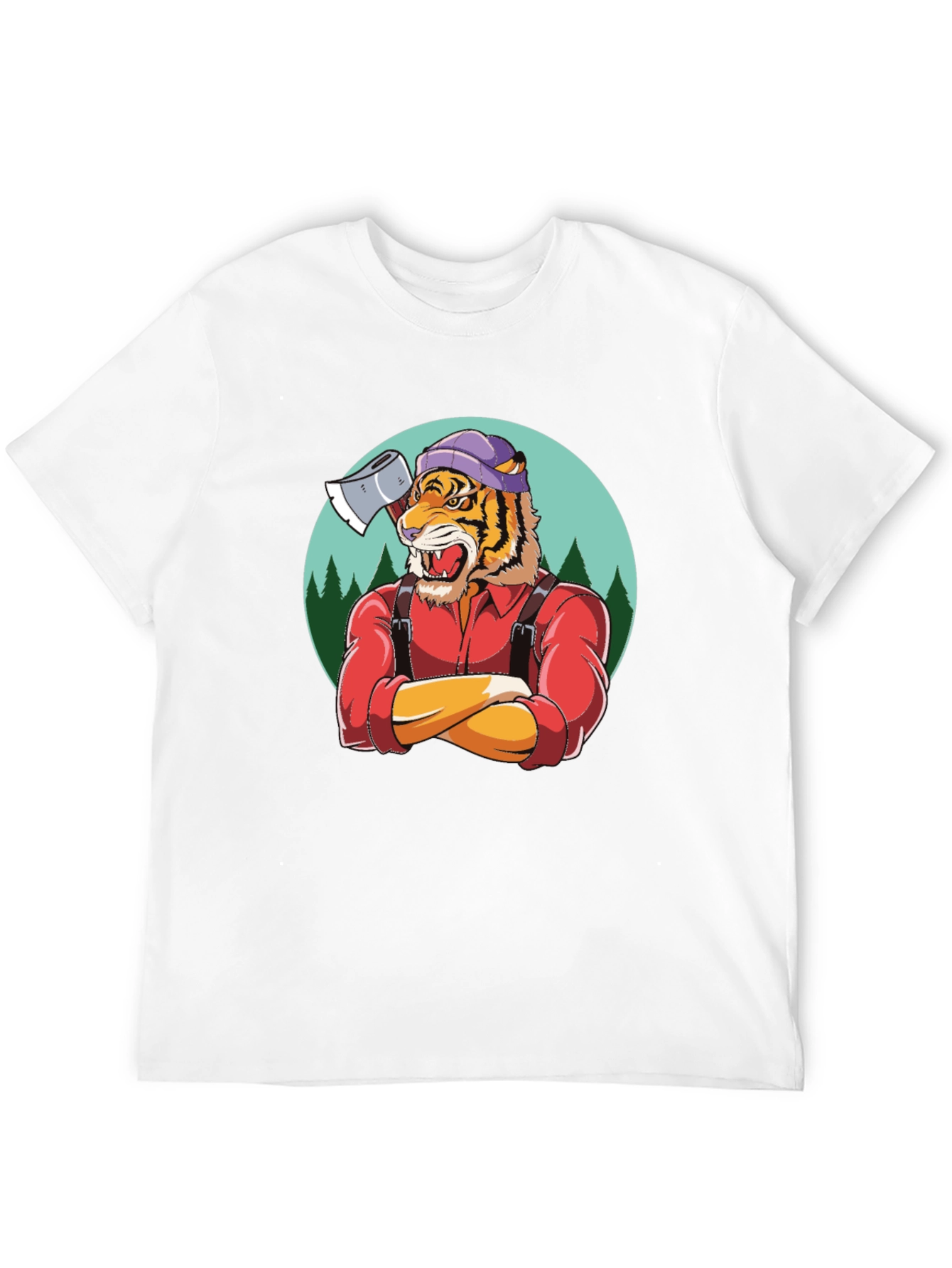 Camiseta Negra con Diseño de Tigre Leñador