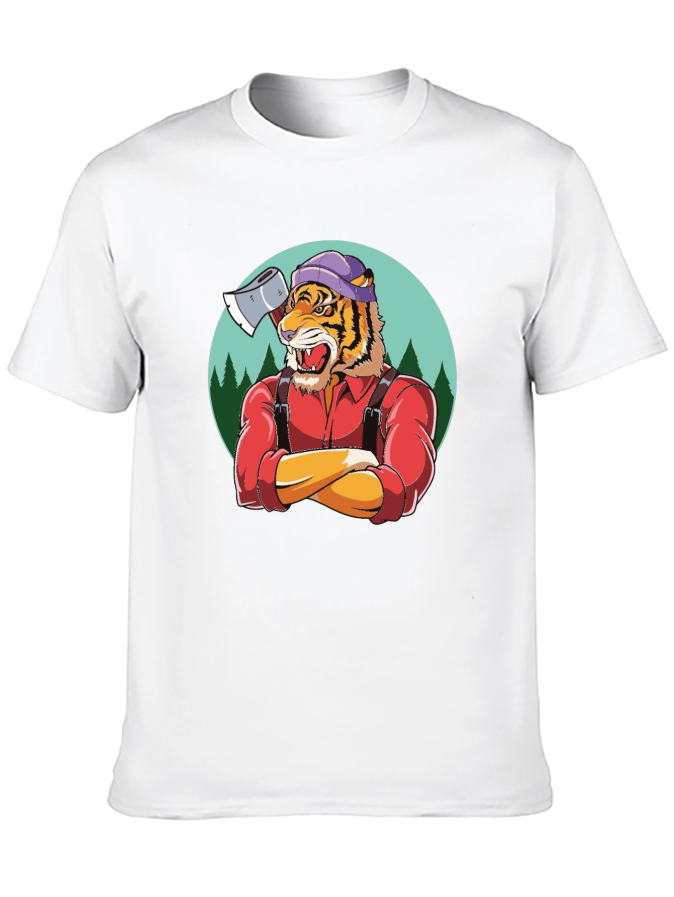 Camiseta Negra con Diseño de Tigre Leñador