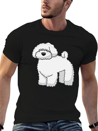 Camiseta Negra con Diseño de Perro Blanco