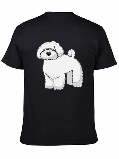 Camiseta Negra con Diseño de Perro Blanco
