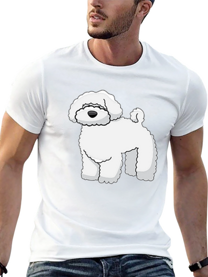 Camiseta Negra con Diseño de Perro Blanco