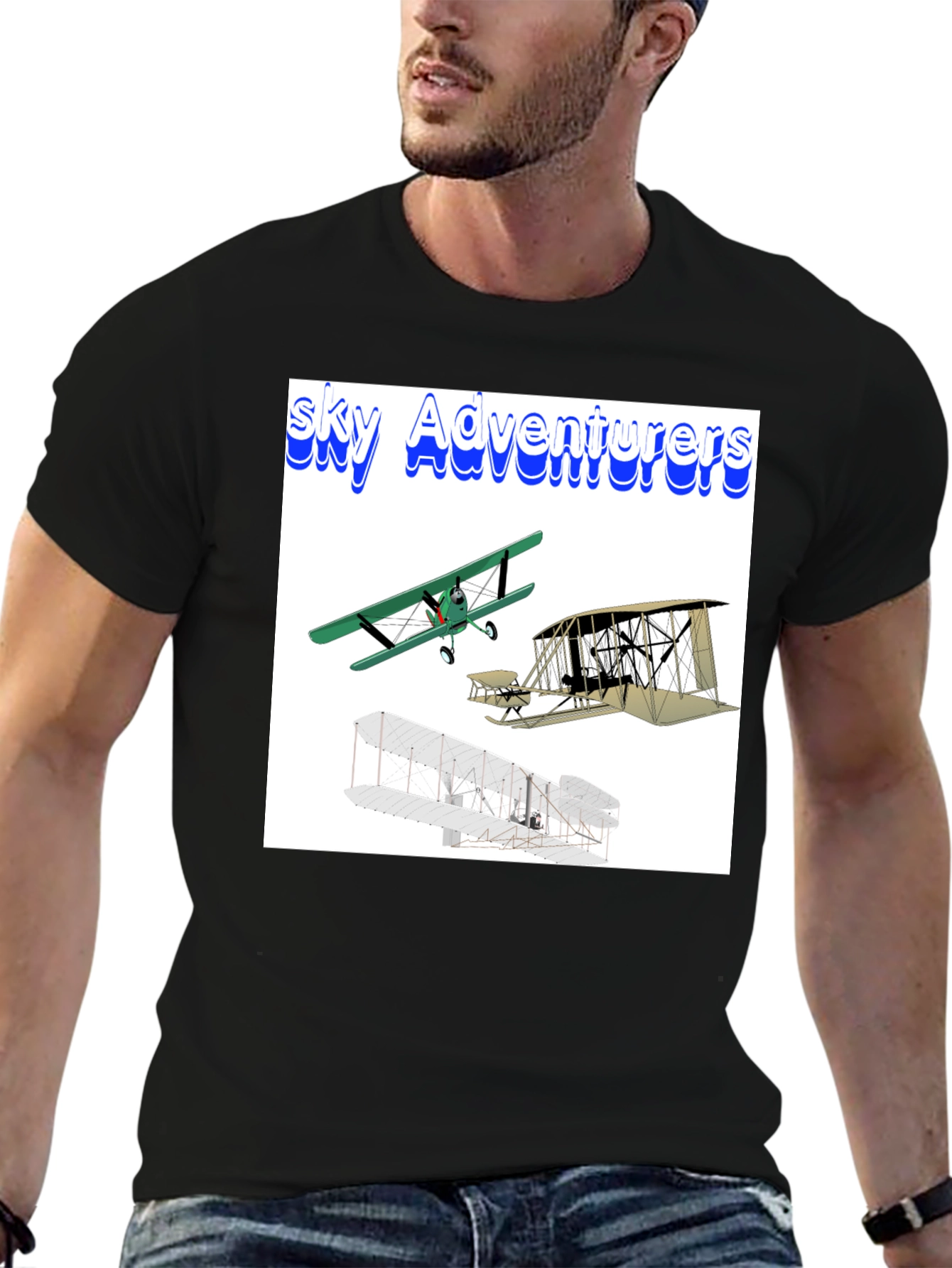 Camiseta Negra Sky Adventurers para Hombre