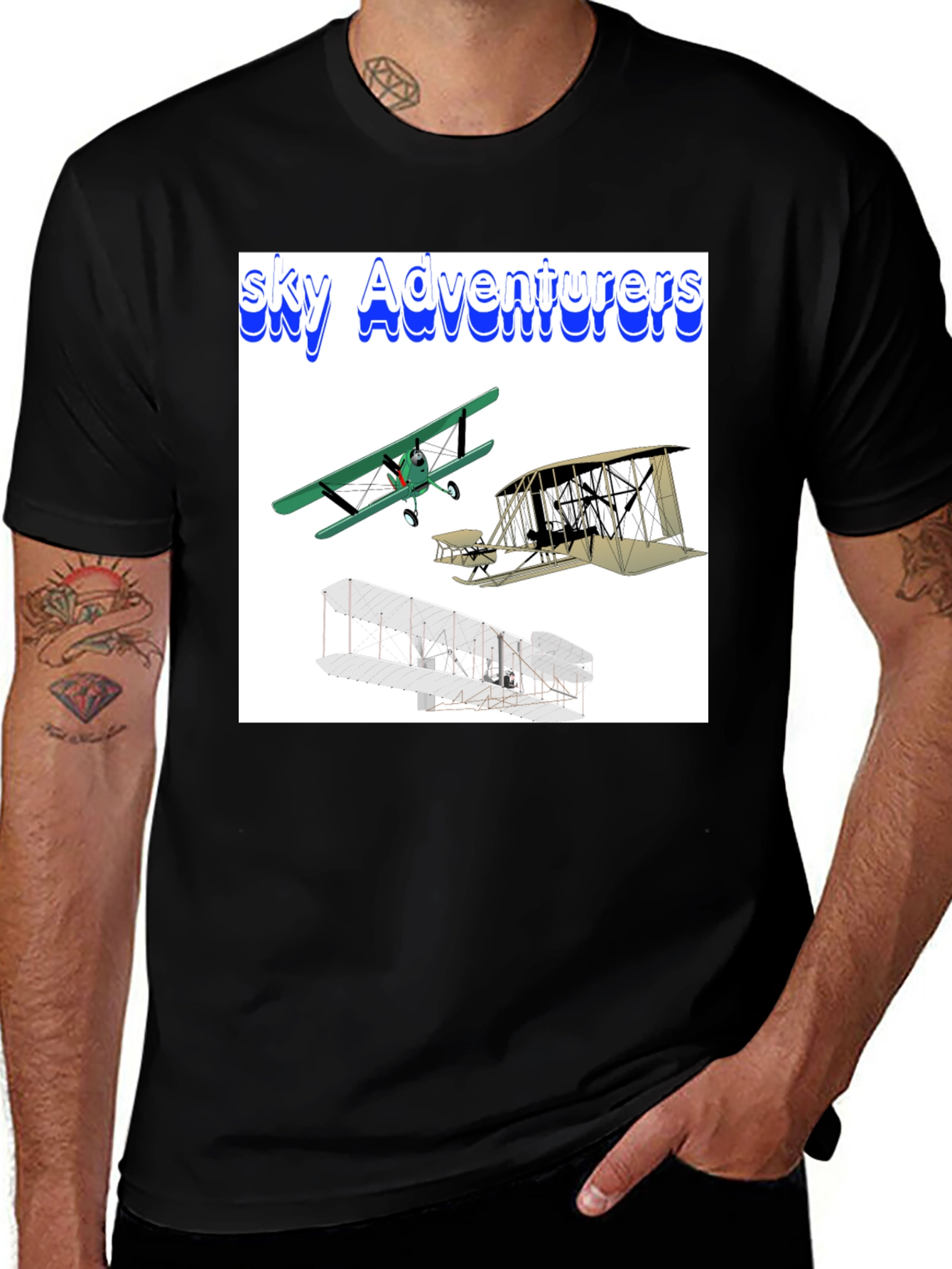 Camiseta Negra Sky Adventurers para Hombre