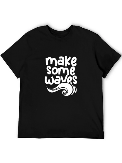Camiseta Negra Hombre - Diseño Make Some Waves