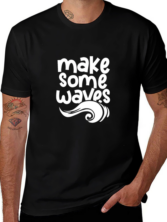 Camiseta Negra Hombre - Diseño Make Some Waves