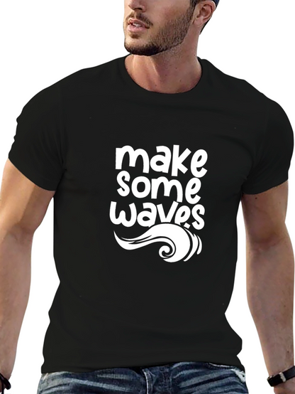 Camiseta Negra Hombre - Diseño Make Some Waves