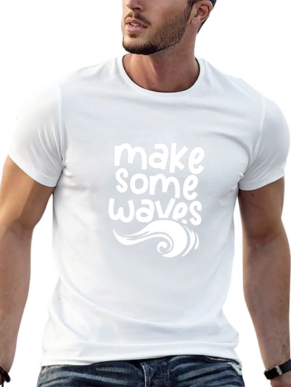 Camiseta Negra Hombre - Diseño Make Some Waves