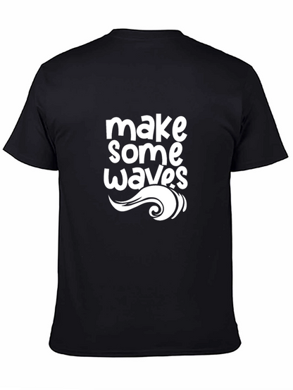 Camiseta Negra Hombre - Diseño Make Some Waves