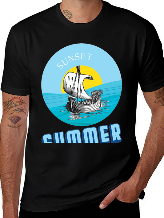 Camiseta Hombre Sunset Summer - Diseño Náutico