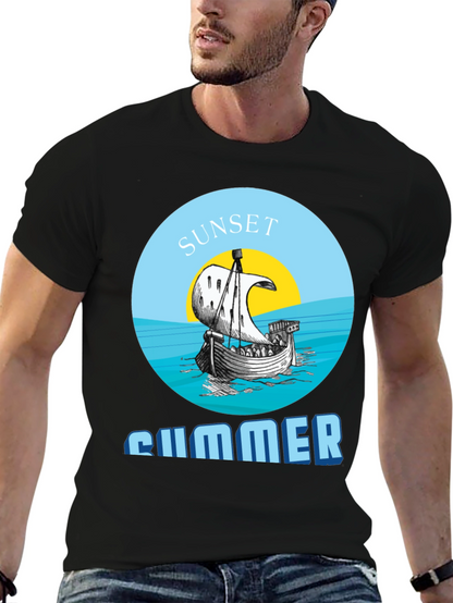 Camiseta Hombre Sunset Summer - Diseño Náutico