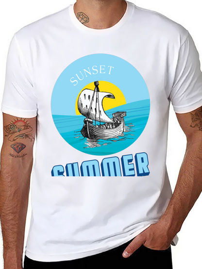 Camiseta Hombre Sunset Summer - Diseño Náutico