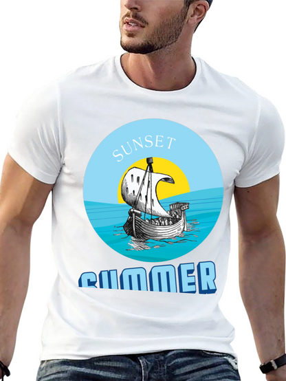 Camiseta Hombre Sunset Summer - Diseño Náutico