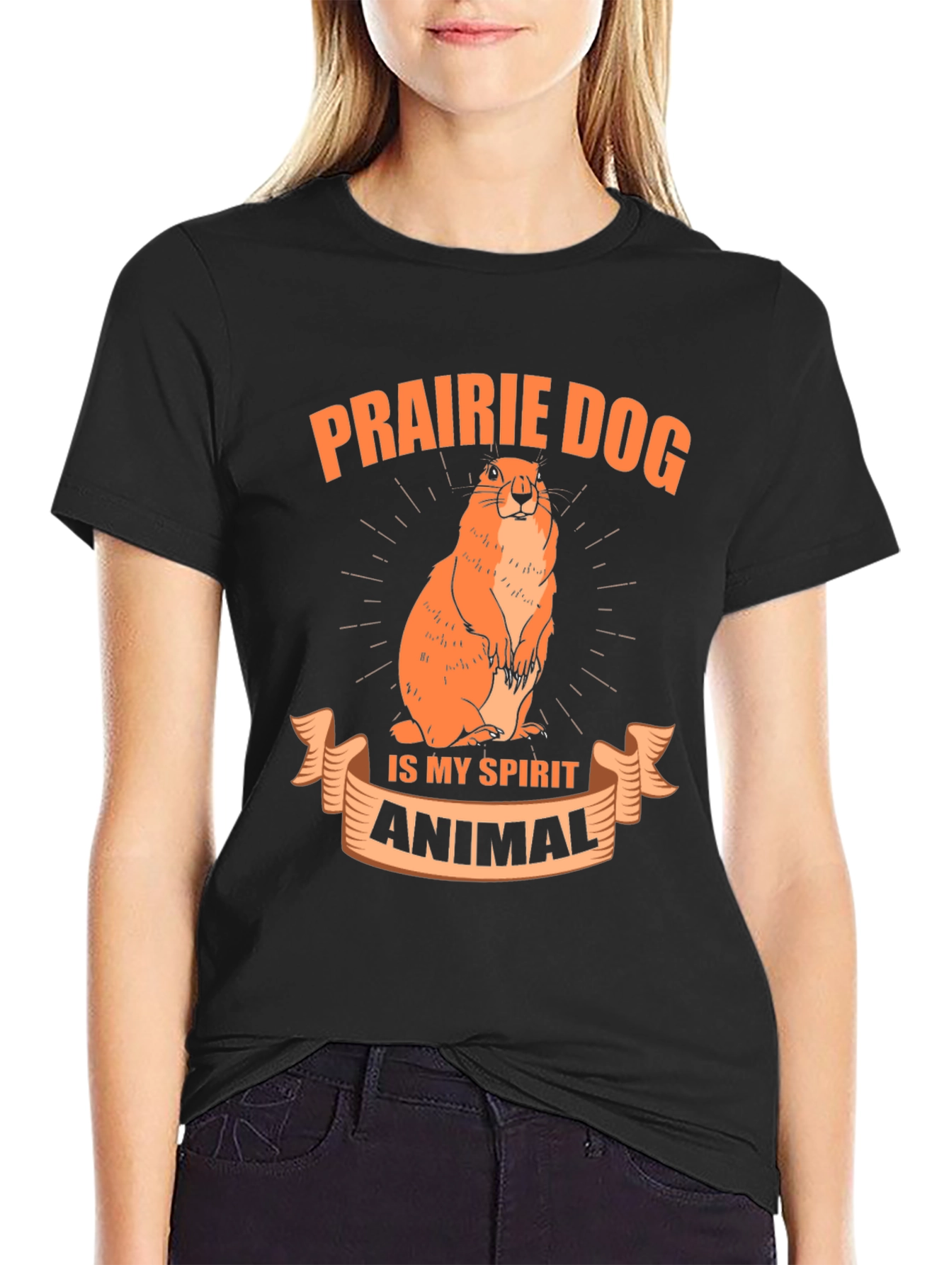 Camiseta Negra Prairie Dog is My Spirit Animal
