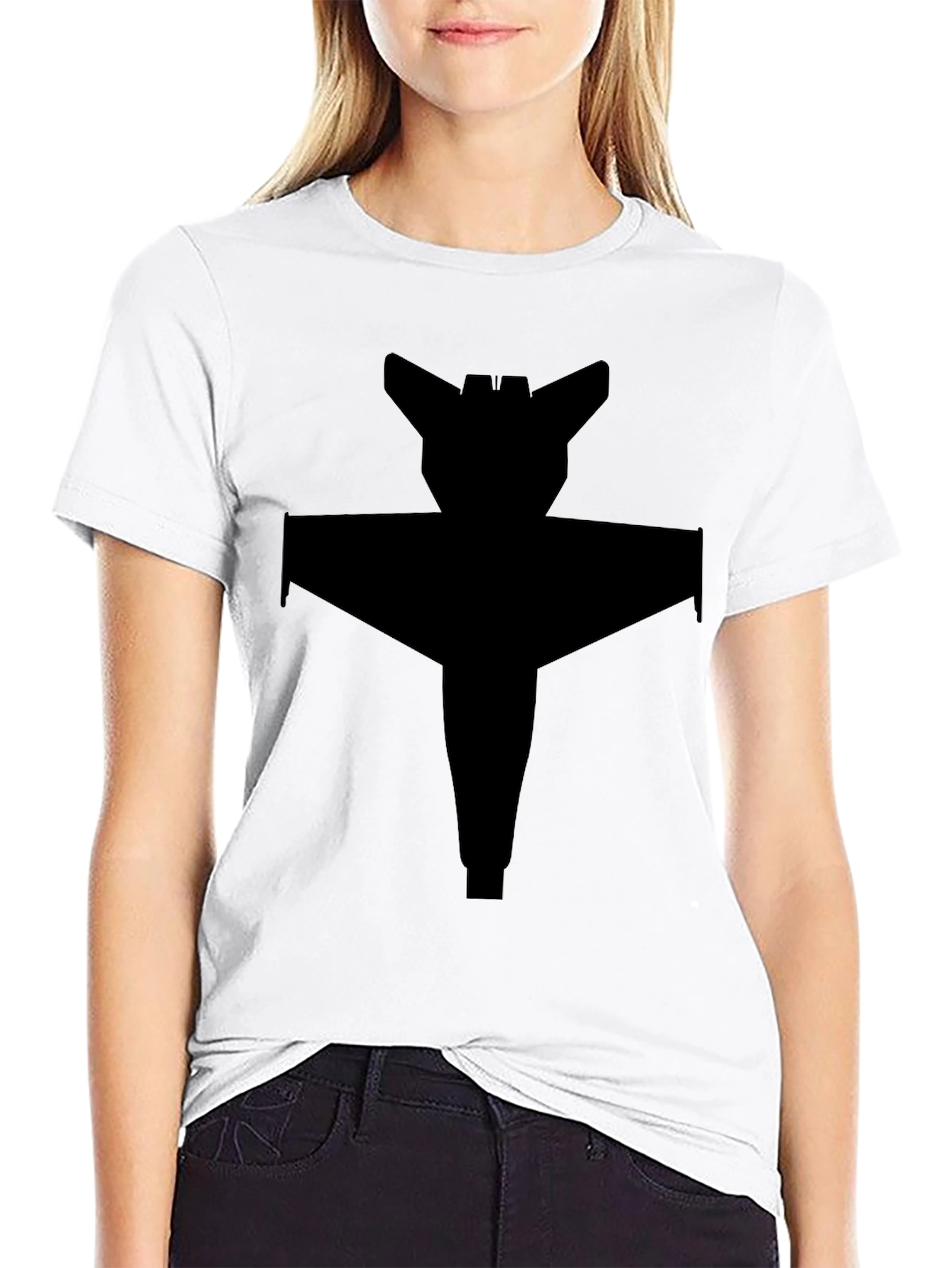 Camiseta Negra con Diseño de Nave Espacial Abstracta