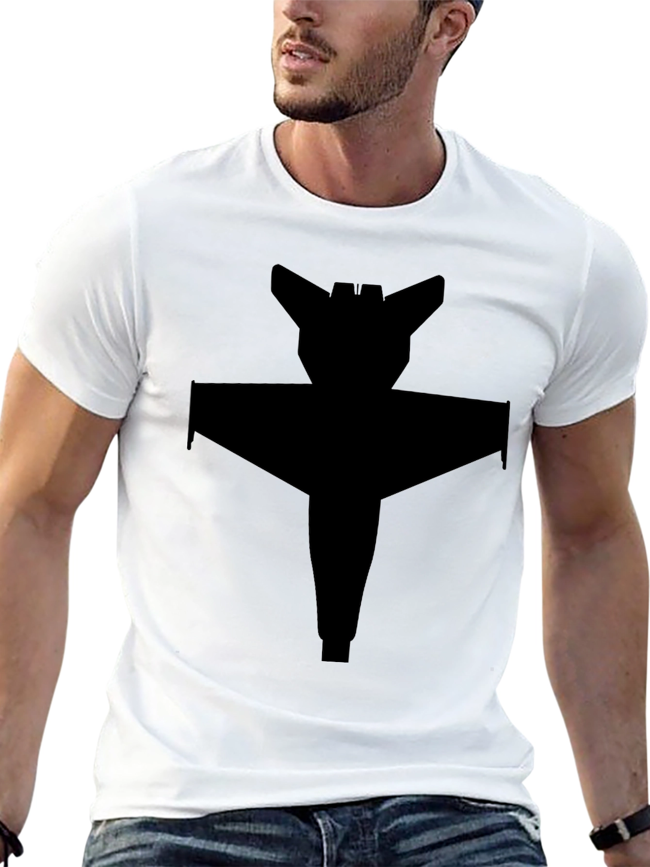 Camiseta Negra con Diseño de Nave Espacial Abstracta