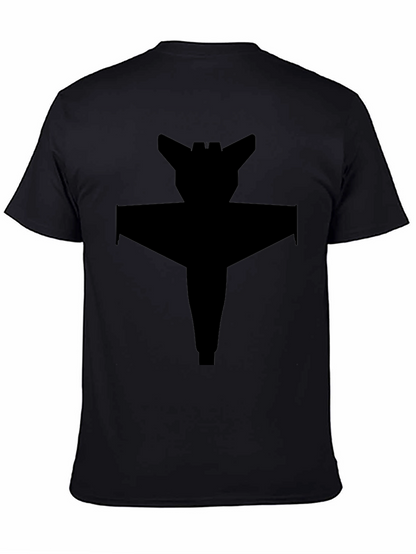 Camiseta Negra con Diseño de Nave Espacial Abstracta