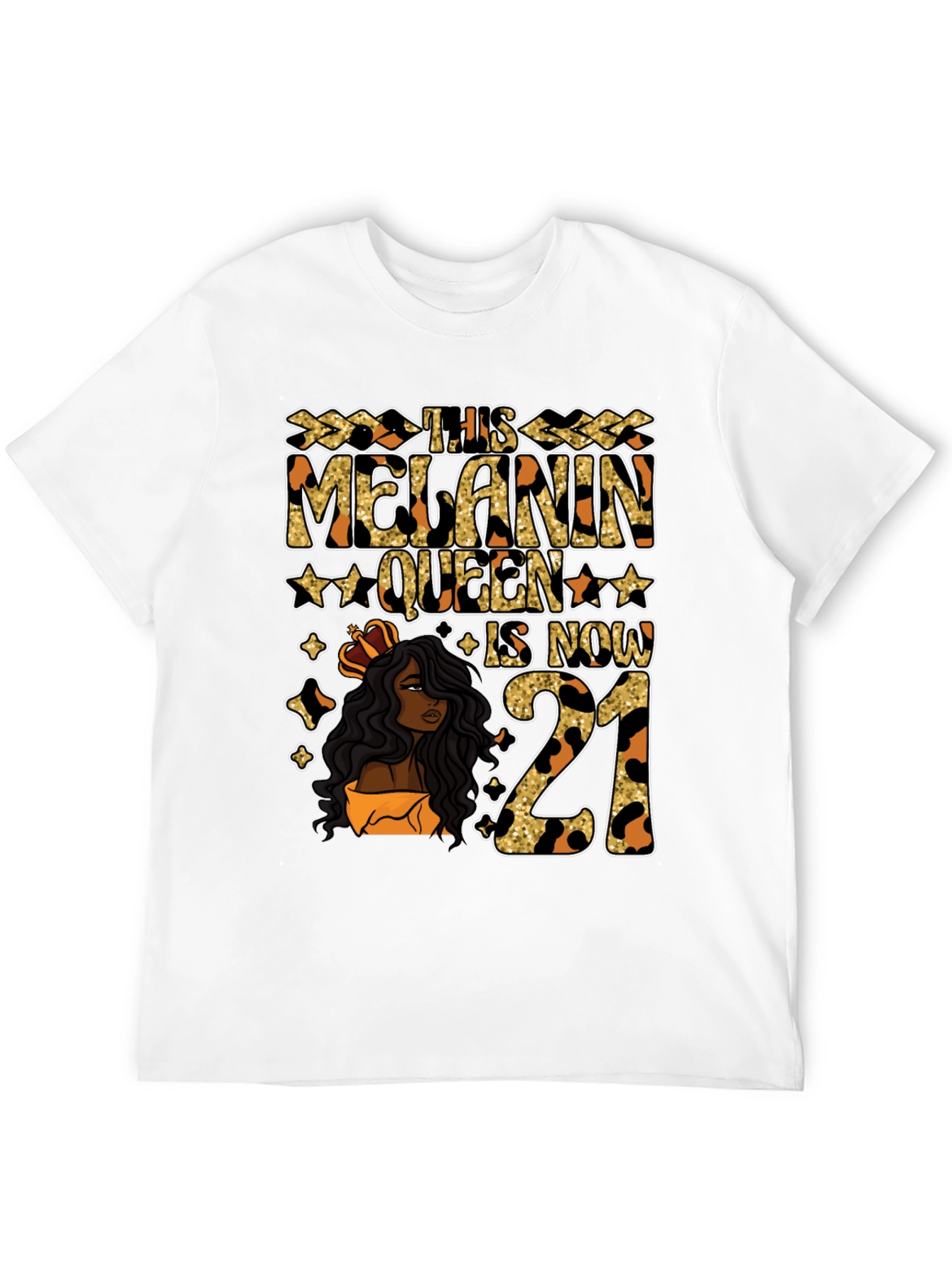 Camiseta Melanin Queen 21 Cumpleaños Leopardo