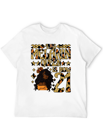 Camiseta Melanin Queen 21 Cumpleaños Leopardo