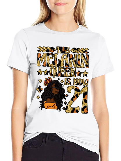 Camiseta Melanin Queen 21 Cumpleaños Leopardo