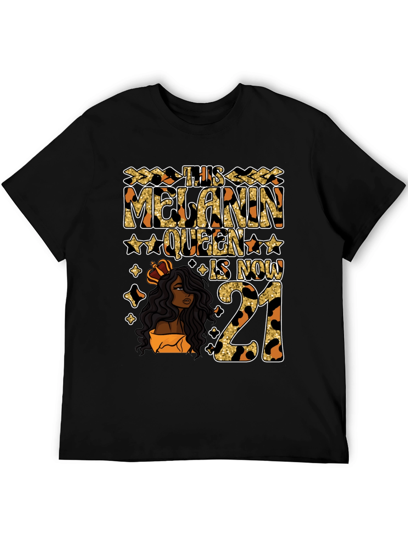 Camiseta Melanin Queen 21 Cumpleaños Leopardo