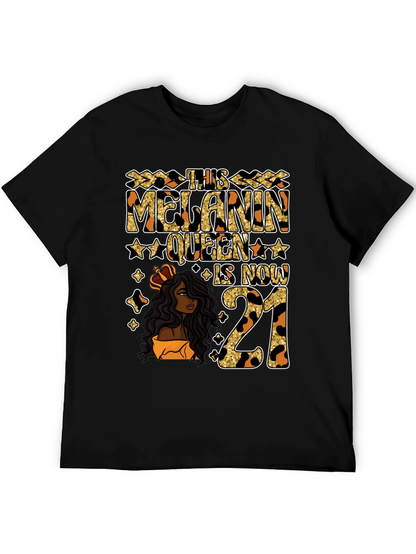 Camiseta Melanin Queen 21 Cumpleaños Leopardo