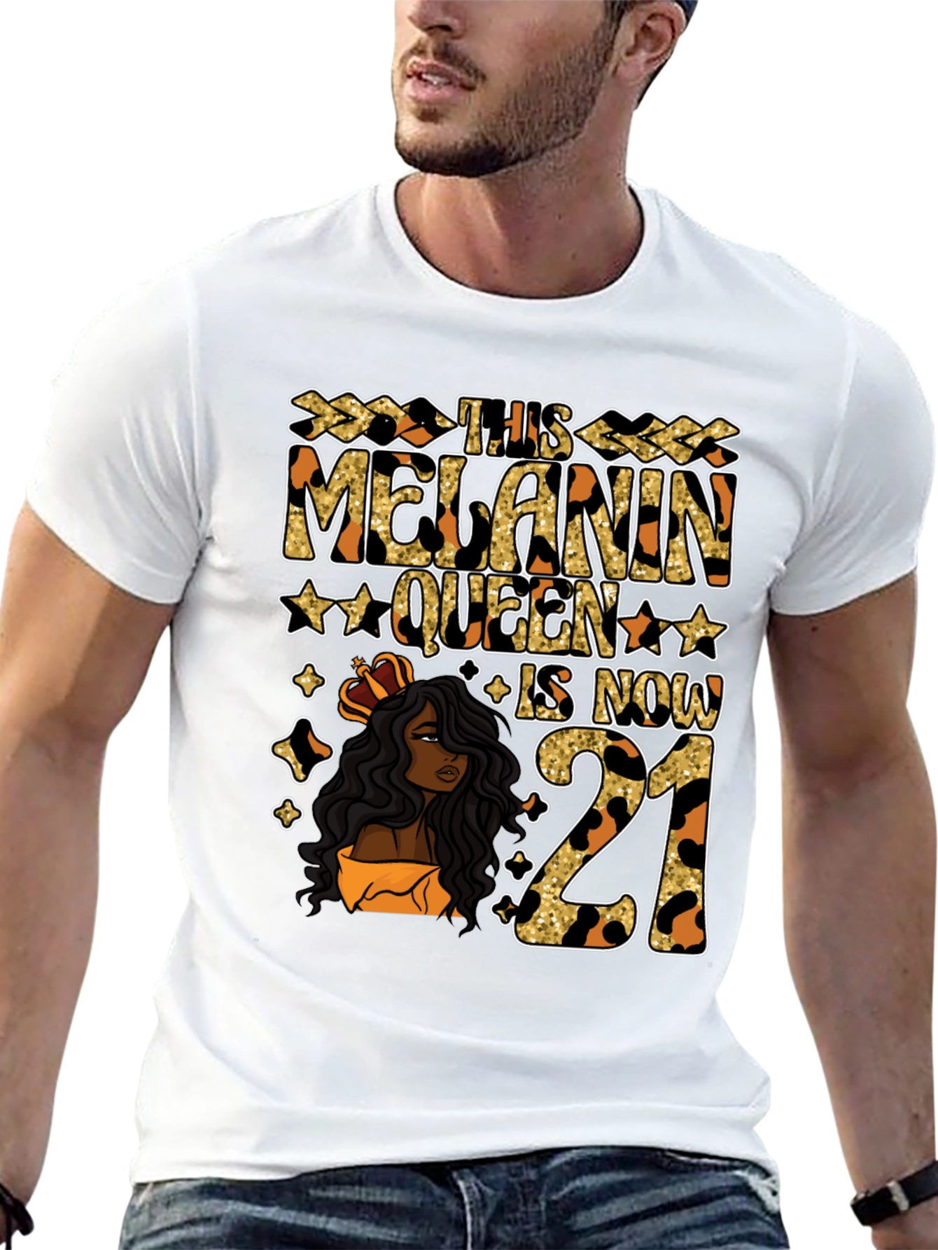 Camiseta Melanin Queen 21 Cumpleaños Leopardo
