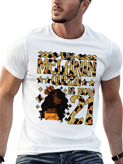 Camiseta Melanin Queen 21 Cumpleaños Leopardo