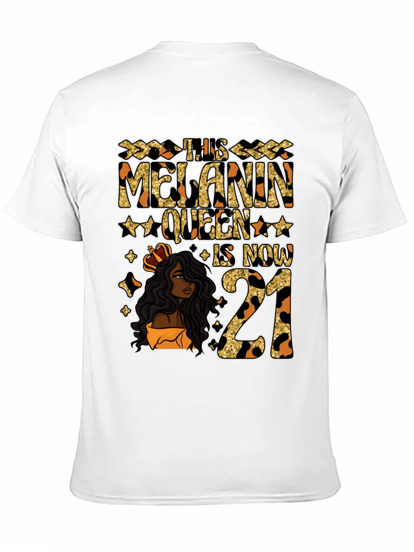 Camiseta Melanin Queen 21 Cumpleaños Leopardo